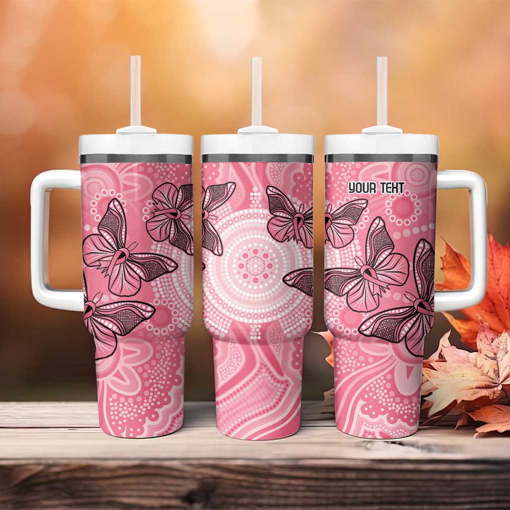 Personalized Pink Butterfly Spirit Tumbler With Handle Australia’s Breast Cancer Awareness - Aussie Hoodie