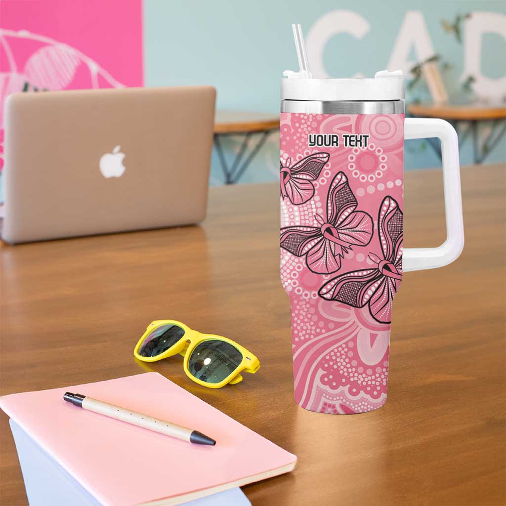 Personalized Pink Butterfly Spirit Tumbler With Handle Australia’s Breast Cancer Awareness - Aussie Hoodie