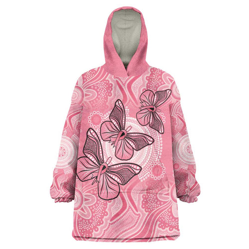 Personalized Pink Butterfly Spirit Wearable Blanket Hoodie Australia’s Breast Cancer Awareness - Aussie Hoodie