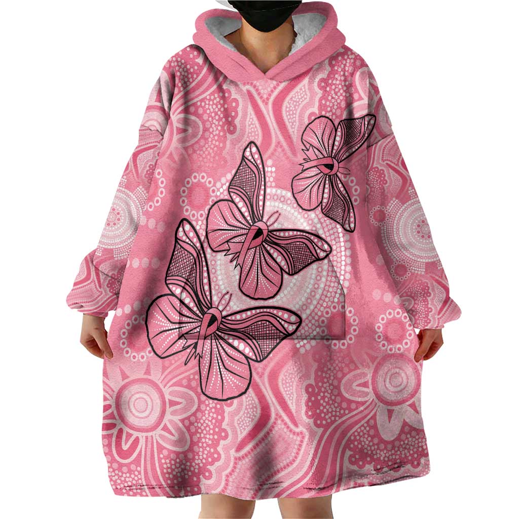 Personalized Pink Butterfly Spirit Wearable Blanket Hoodie Australia’s Breast Cancer Awareness - Aussie Hoodie