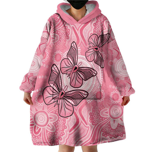Personalized Pink Butterfly Spirit Wearable Blanket Hoodie Australia’s Breast Cancer Awareness - Aussie Hoodie