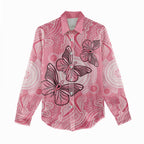 Personalized Pink Butterfly Spirit Women Casual Shirt Australia’s Breast Cancer Awareness - Aussie Hoodie