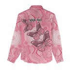 Personalized Pink Butterfly Spirit Women Casual Shirt Australia’s Breast Cancer Awareness - Aussie Hoodie