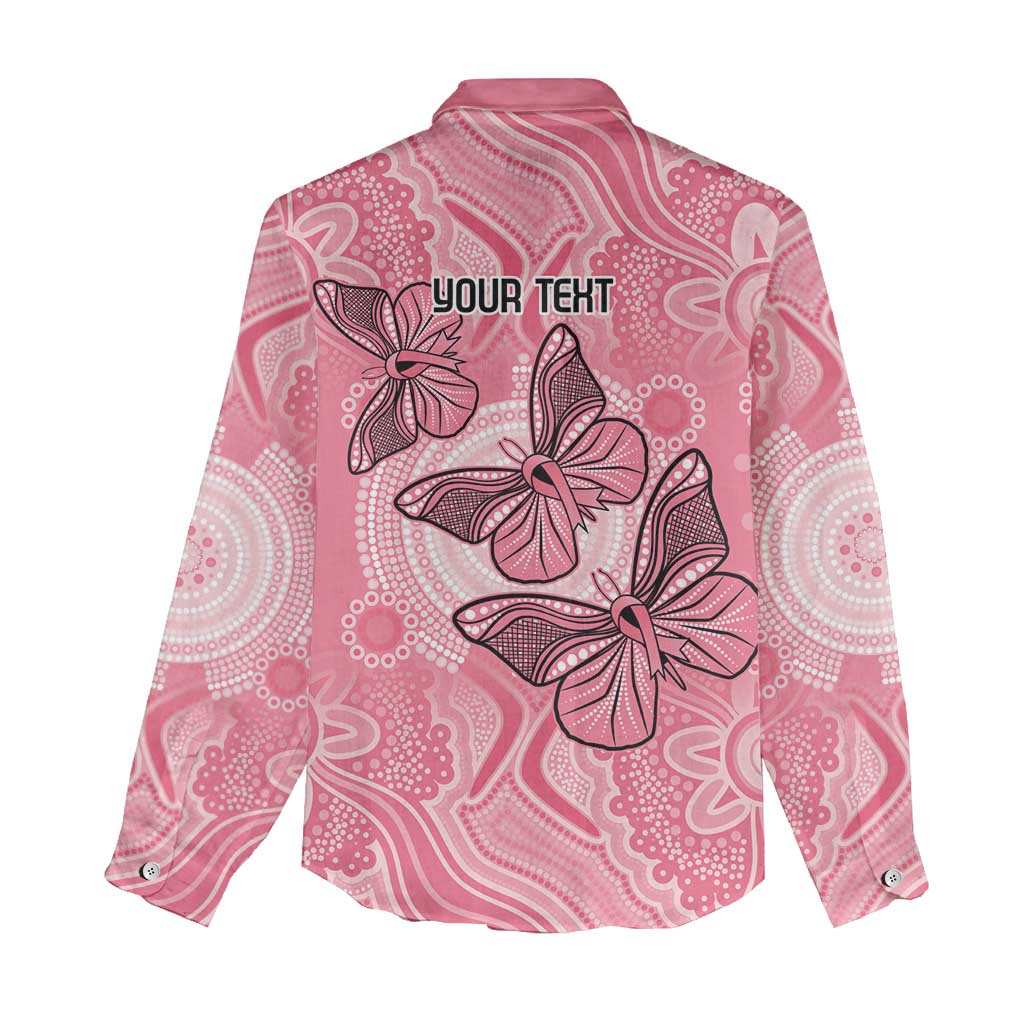 Personalized Pink Butterfly Spirit Women Casual Shirt Australia’s Breast Cancer Awareness - Aussie Hoodie