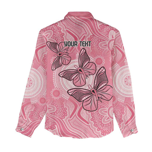 Personalized Pink Butterfly Spirit Women Casual Shirt Australia’s Breast Cancer Awareness - Aussie Hoodie