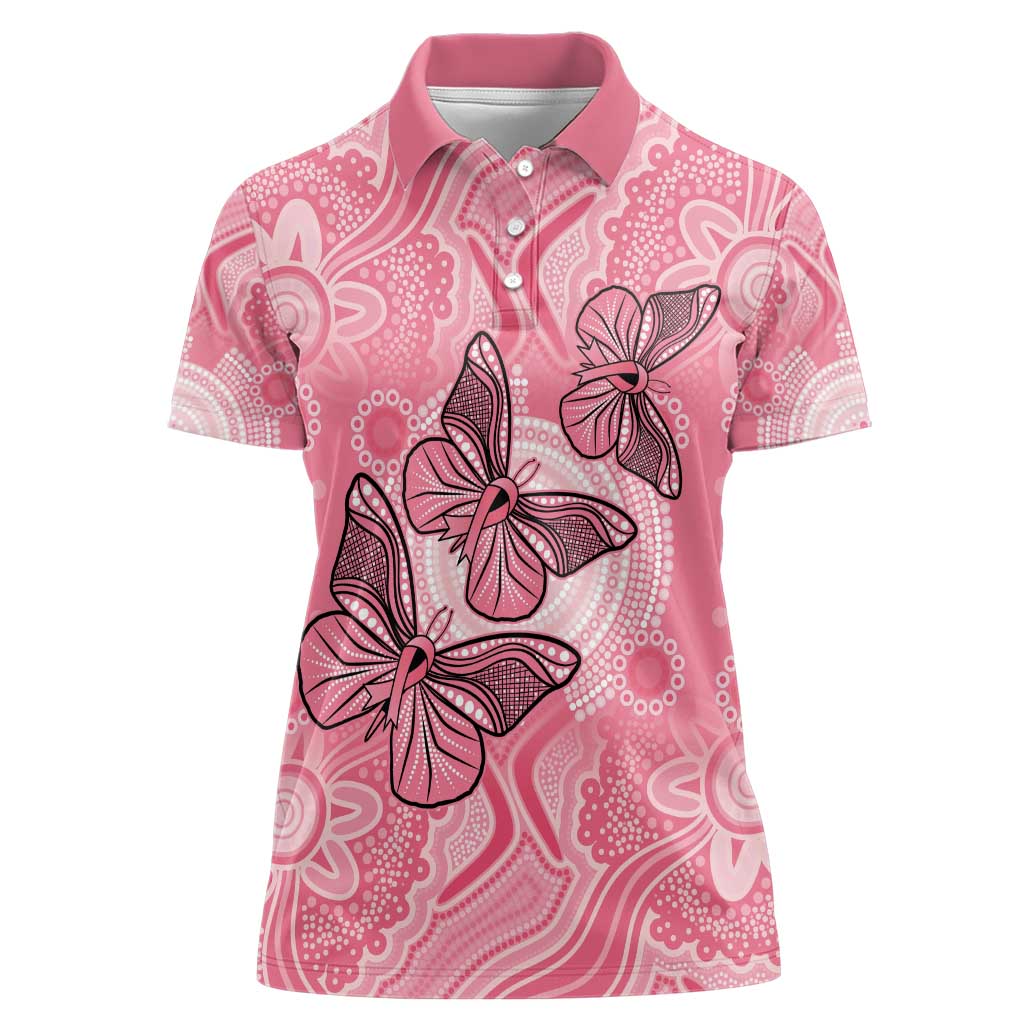 Personalized Pink Butterfly Spirit Women Polo Shirt Australia’s Breast Cancer Awareness - Aussie Hoodie