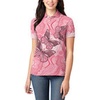 Personalized Pink Butterfly Spirit Women Polo Shirt Australia’s Breast Cancer Awareness - Aussie Hoodie
