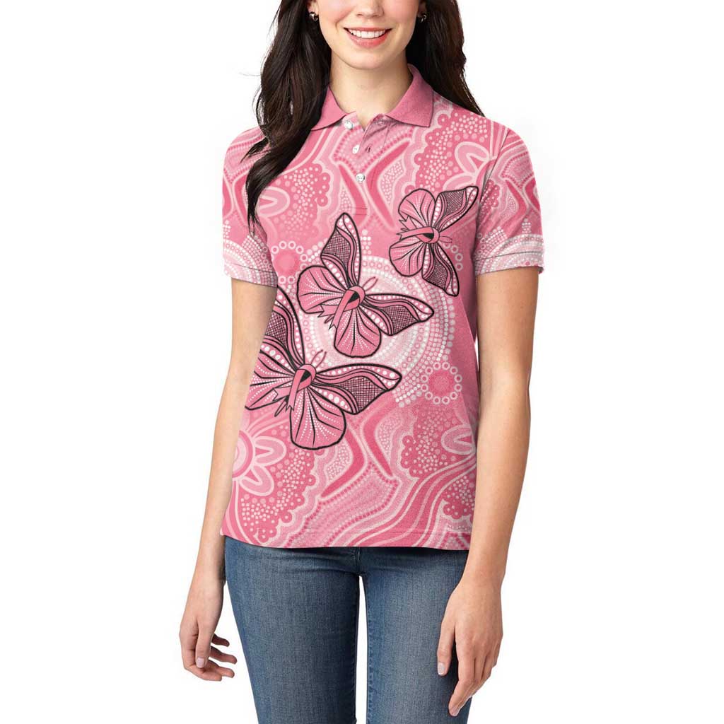 Personalized Pink Butterfly Spirit Women Polo Shirt Australia’s Breast Cancer Awareness - Aussie Hoodie