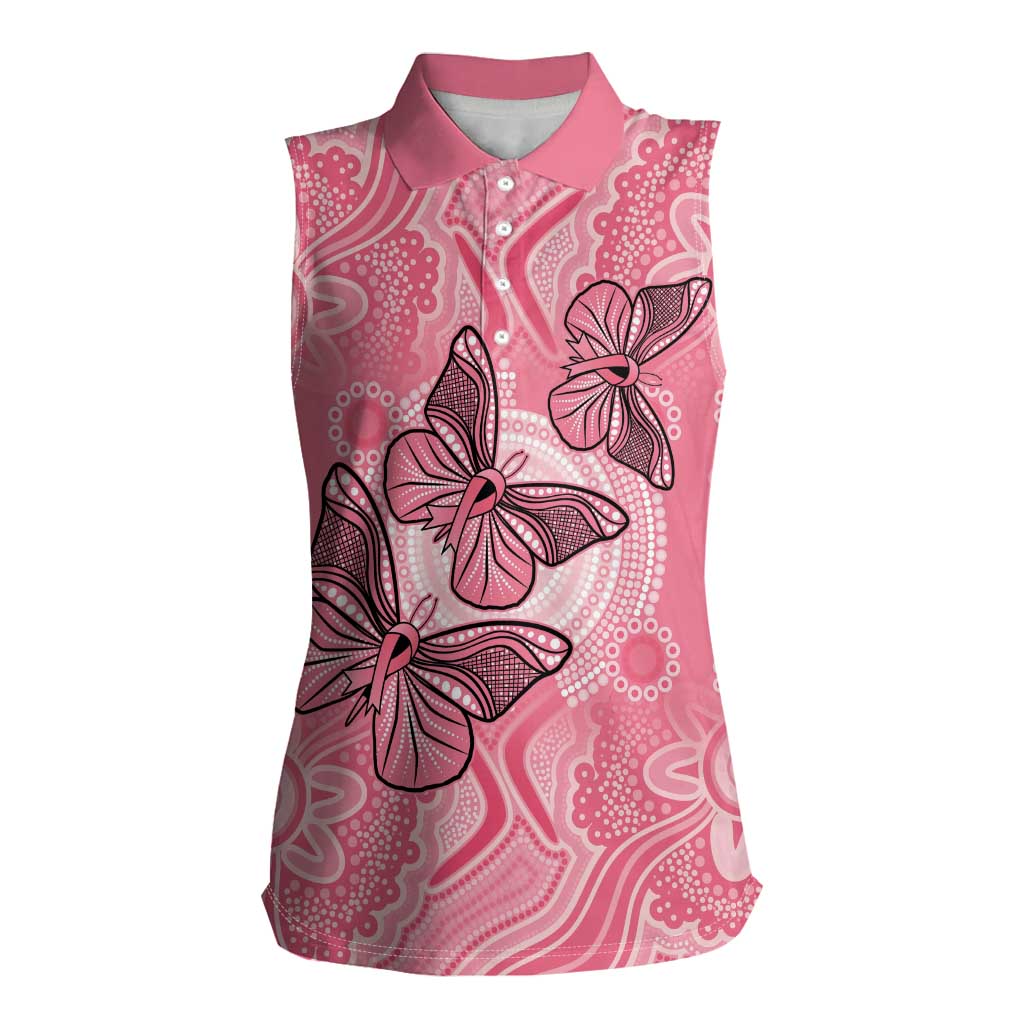 Personalized Pink Butterfly Spirit Women Sleeveless Polo Shirt Australia’s Breast Cancer Awareness - Aussie Hoodie