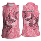 Personalized Pink Butterfly Spirit Women Sleeveless Polo Shirt Australia’s Breast Cancer Awareness - Aussie Hoodie