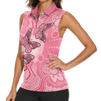 Personalized Pink Butterfly Spirit Women Sleeveless Polo Shirt Australia’s Breast Cancer Awareness - Aussie Hoodie