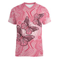Personalized Pink Butterfly Spirit Women V-Neck T-Shirt Australia’s Breast Cancer Awareness - Aussie Hoodie