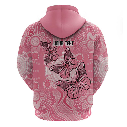 Personalized Pink Butterfly Spirit Zip Hoodie Australia’s Breast Cancer Awareness - Aussie Hoodie