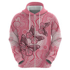 Personalized Pink Butterfly Spirit Zip Hoodie Australia’s Breast Cancer Awareness - Aussie Hoodie