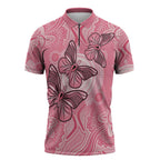 Personalized Pink Butterfly Spirit Zipper Polo Shirt Australia’s Breast Cancer Awareness - Aussie Hoodie
