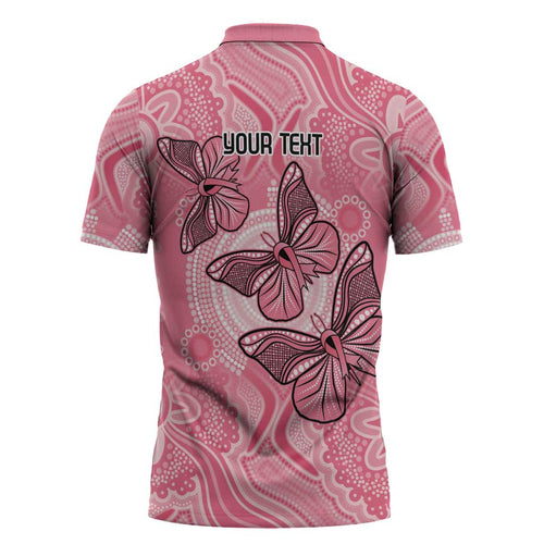 Personalized Pink Butterfly Spirit Zipper Polo Shirt Australia’s Breast Cancer Awareness - Aussie Hoodie