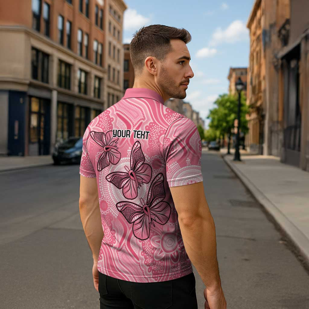 Personalized Pink Butterfly Spirit Zipper Polo Shirt Australia’s Breast Cancer Awareness - Aussie Hoodie