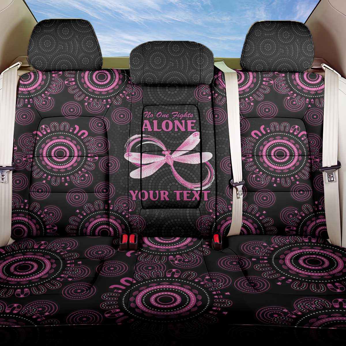 Personalized Pink Dragonfly Aboriginal of Hope Back Car Seat Cover Australia’s Breast Cancer Awareness - Aussie Hoodie