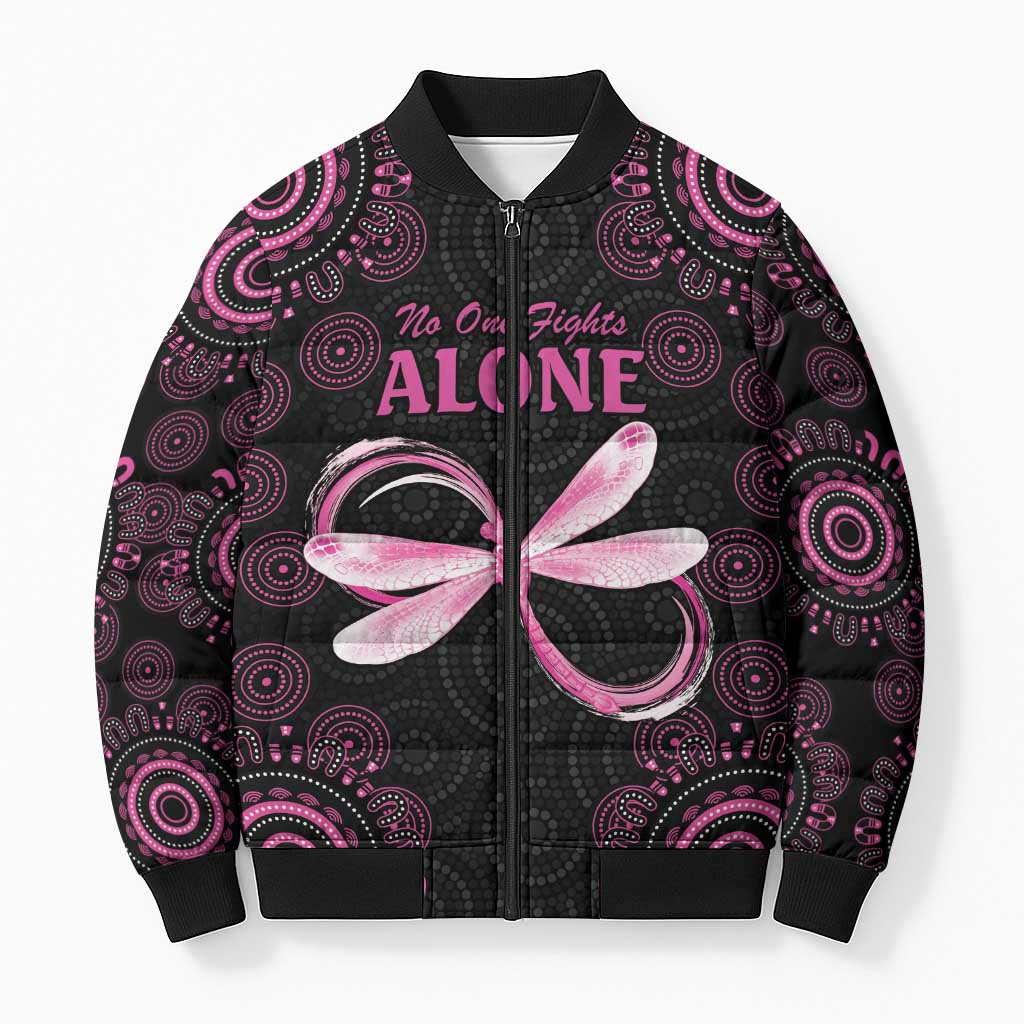 Personalized Pink Dragonfly Aboriginal of Hope Bomber Puffer Jacket Australia’s Breast Cancer Awareness - Aussie Hoodie