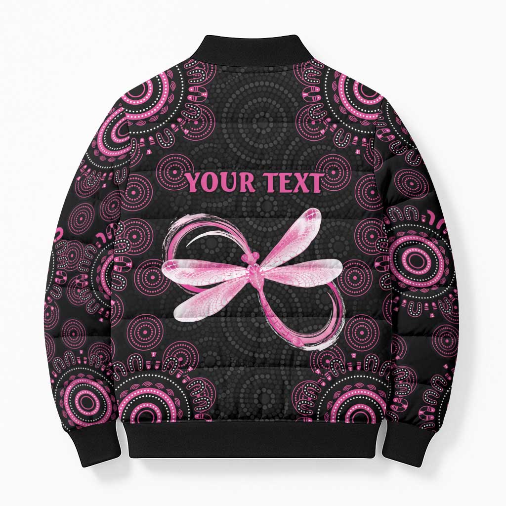 Personalized Pink Dragonfly Aboriginal of Hope Bomber Puffer Jacket Australia’s Breast Cancer Awareness - Aussie Hoodie