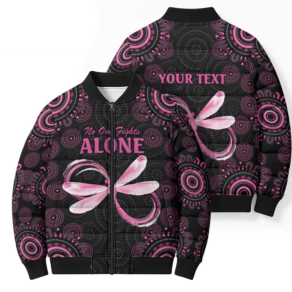Personalized Pink Dragonfly Aboriginal of Hope Bomber Puffer Jacket Australia’s Breast Cancer Awareness - Aussie Hoodie