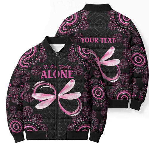 Personalized Pink Dragonfly Aboriginal of Hope Bomber Puffer Jacket Australia’s Breast Cancer Awareness - Aussie Hoodie
