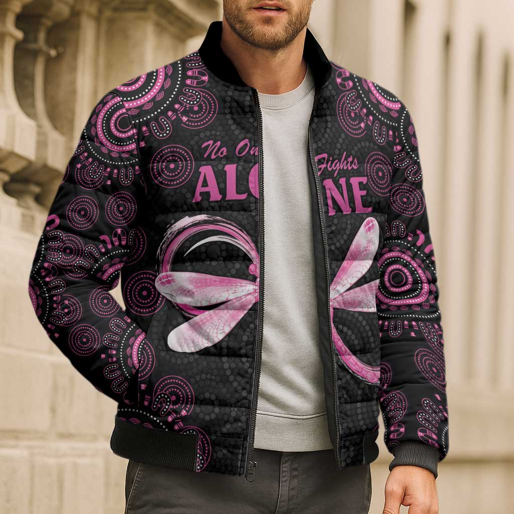 Personalized Pink Dragonfly Aboriginal of Hope Bomber Puffer Jacket Australia’s Breast Cancer Awareness - Aussie Hoodie