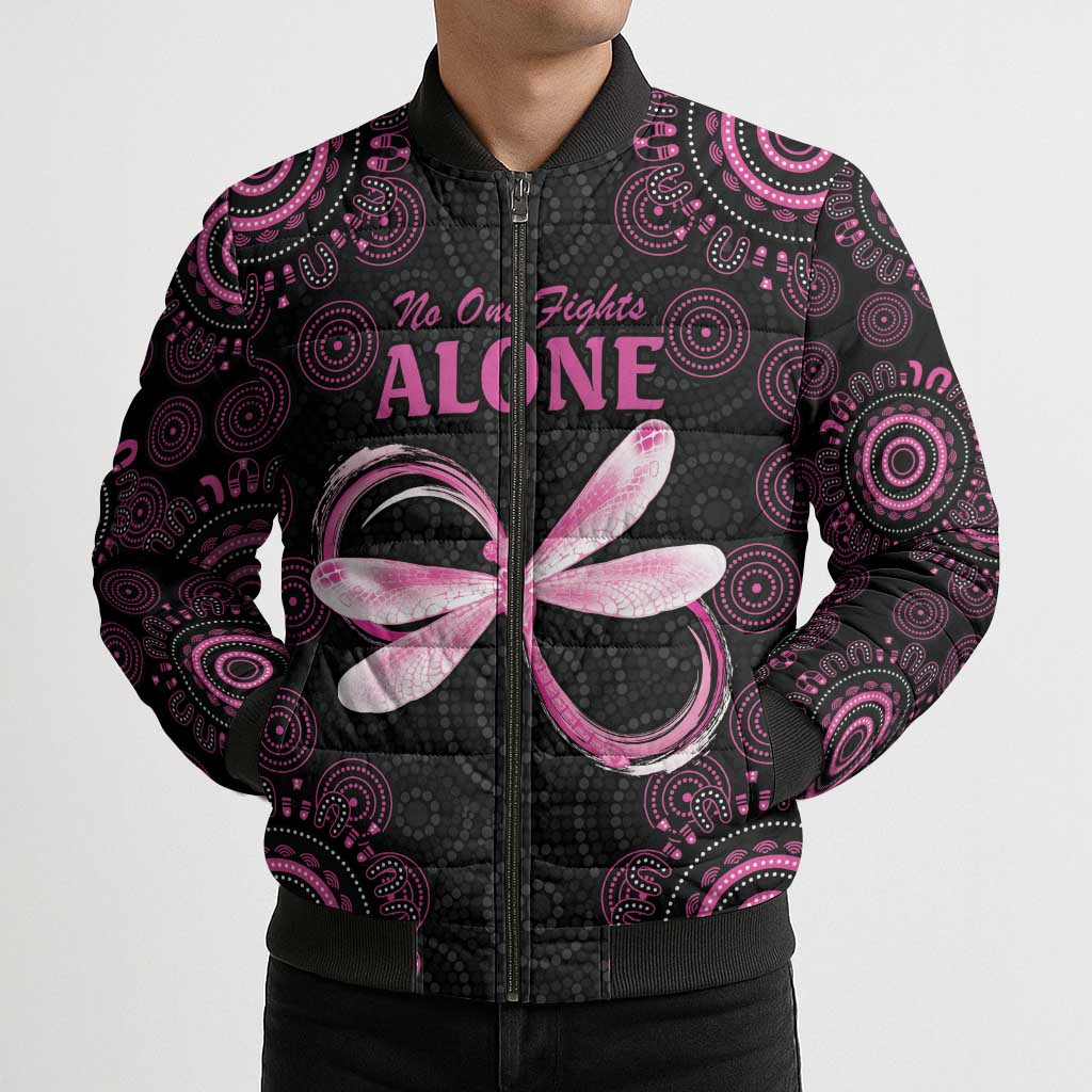 Personalized Pink Dragonfly Aboriginal of Hope Bomber Puffer Jacket Australia’s Breast Cancer Awareness - Aussie Hoodie