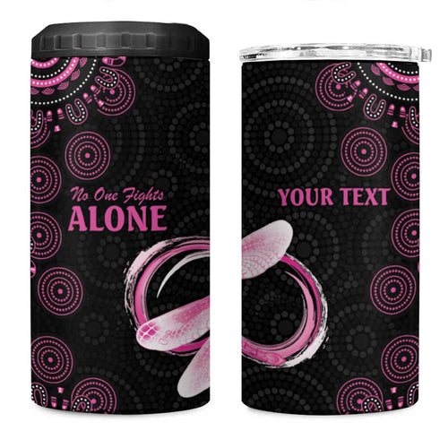 Personalized Pink Dragonfly Aboriginal of Hope 4 in 1 Can Cooler Tumbler Australia’s Breast Cancer Awareness - Aussie Hoodie