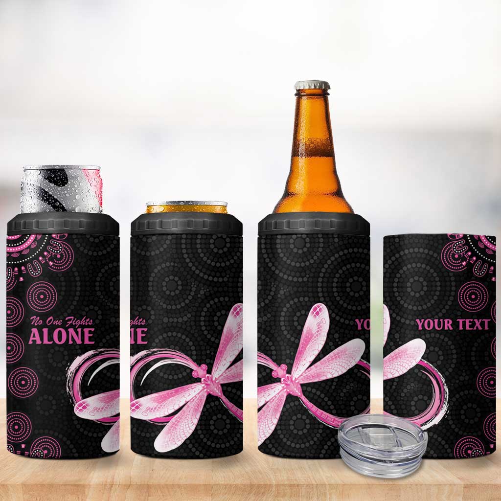 Personalized Pink Dragonfly Aboriginal of Hope 4 in 1 Can Cooler Tumbler Australia’s Breast Cancer Awareness - Aussie Hoodie