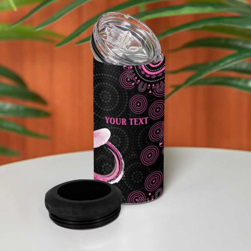 Personalized Pink Dragonfly Aboriginal of Hope 4 in 1 Can Cooler Tumbler Australia’s Breast Cancer Awareness - Aussie Hoodie