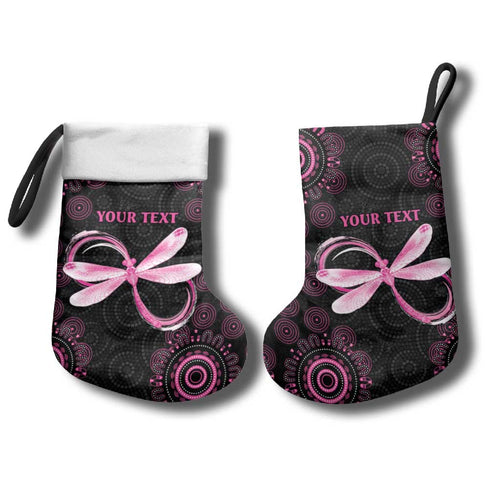 Personalized Pink Dragonfly Aboriginal of Hope Christmas Stocking Australia’s Breast Cancer Awareness - Aussie Hoodie