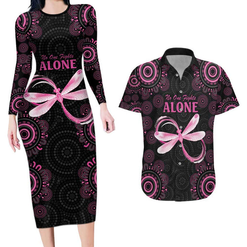 Personalized Pink Dragonfly Aboriginal of Hope Couples Matching Long Sleeve Bodycon Dress and Hawaiian Shirt Australia’s Breast Cancer Awareness - Aussie Hoodie