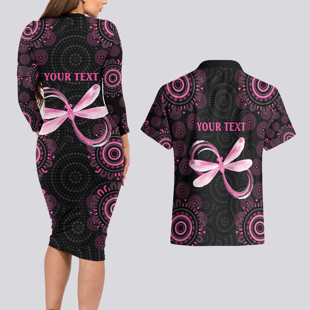 Personalized Pink Dragonfly Aboriginal of Hope Couples Matching Long Sleeve Bodycon Dress and Hawaiian Shirt Australia’s Breast Cancer Awareness - Aussie Hoodie