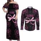 Personalized Pink Dragonfly Aboriginal of Hope Couples Matching Off Shoulder Maxi Dress and Long Sleeve Button Shirt Australia’s Breast Cancer Awareness - Aussie Hoodie
