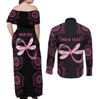 Personalized Pink Dragonfly Aboriginal of Hope Couples Matching Off Shoulder Maxi Dress and Long Sleeve Button Shirt Australia’s Breast Cancer Awareness - Aussie Hoodie