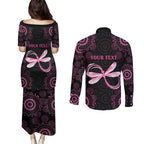Personalized Pink Dragonfly Aboriginal of Hope Couples Matching Puletasi and Long Sleeve Button Shirt Australia’s Breast Cancer Awareness - Aussie Hoodie