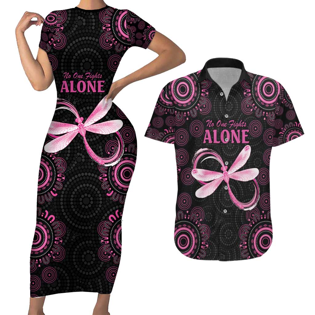 Personalized Pink Dragonfly Aboriginal of Hope Couples Matching Short Sleeve Bodycon Dress and Hawaiian Shirt Australia’s Breast Cancer Awareness - Aussie Hoodie