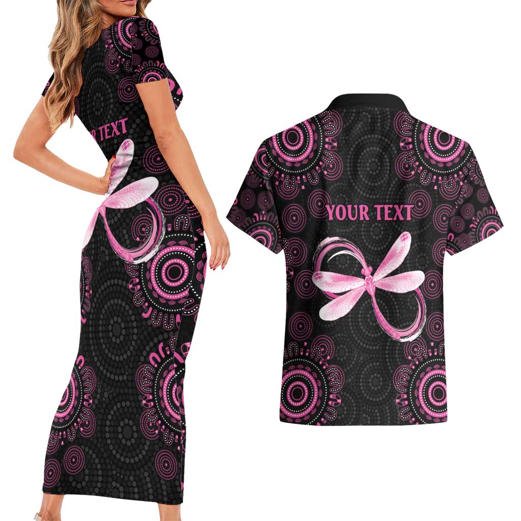 Personalized Pink Dragonfly Aboriginal of Hope Couples Matching Short Sleeve Bodycon Dress and Hawaiian Shirt Australia’s Breast Cancer Awareness - Aussie Hoodie