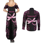 Personalized Pink Dragonfly Aboriginal of Hope Couples Matching Summer Maxi Dress and Long Sleeve Button Shirt Australia’s Breast Cancer Awareness - Aussie Hoodie