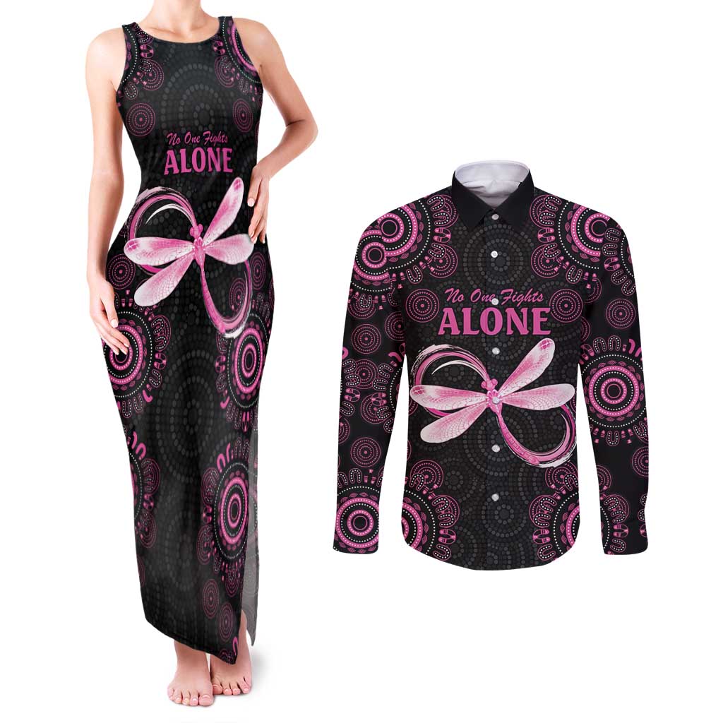 Personalized Pink Dragonfly Aboriginal of Hope Couples Matching Tank Maxi Dress and Long Sleeve Button Shirt Australia’s Breast Cancer Awareness - Aussie Hoodie