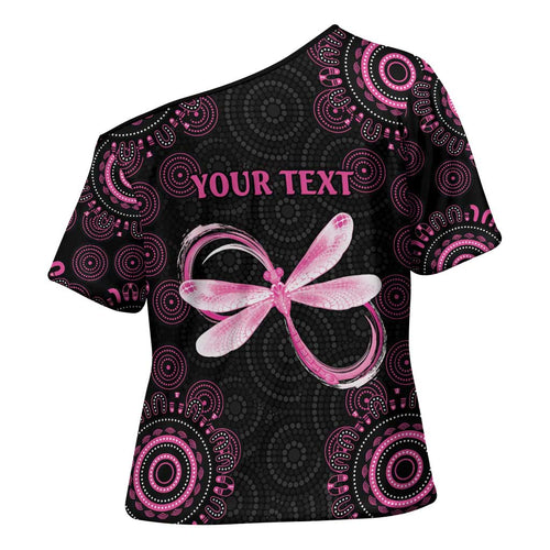 Personalized Pink Dragonfly Aboriginal of Hope Cross Shoulder Shirt Australia’s Breast Cancer Awareness - Aussie Hoodie