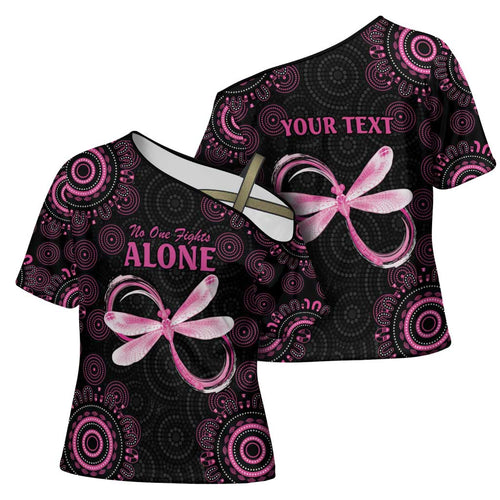 Personalized Pink Dragonfly Aboriginal of Hope Cross Shoulder Shirt Australia’s Breast Cancer Awareness - Aussie Hoodie