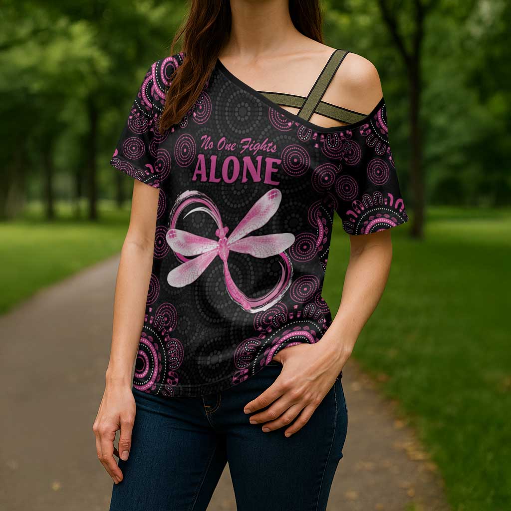 Personalized Pink Dragonfly Aboriginal of Hope Cross Shoulder Shirt Australia’s Breast Cancer Awareness - Aussie Hoodie