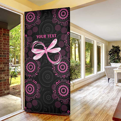 Personalized Pink Dragonfly Aboriginal of Hope Door Cover Australia’s Breast Cancer Awareness - Aussie Hoodie