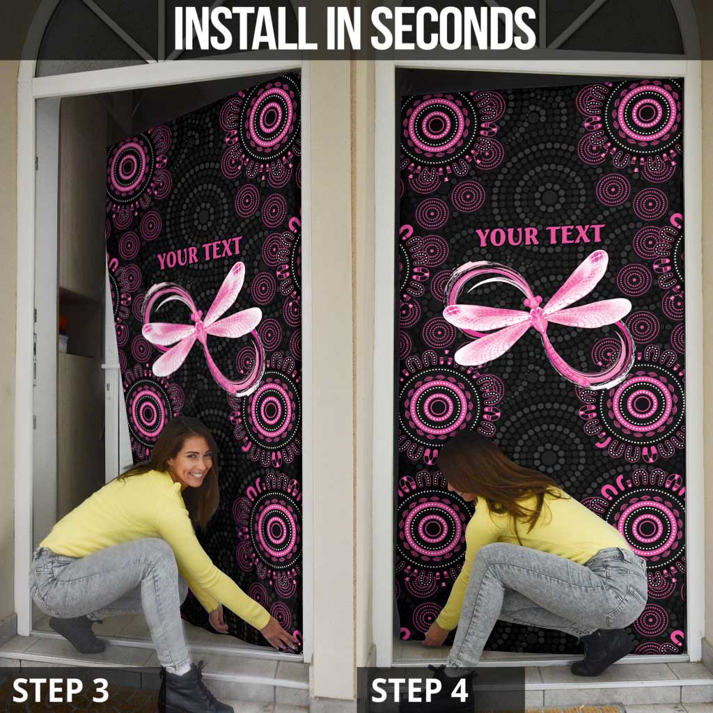 Personalized Pink Dragonfly Aboriginal of Hope Door Cover Australia’s Breast Cancer Awareness - Aussie Hoodie