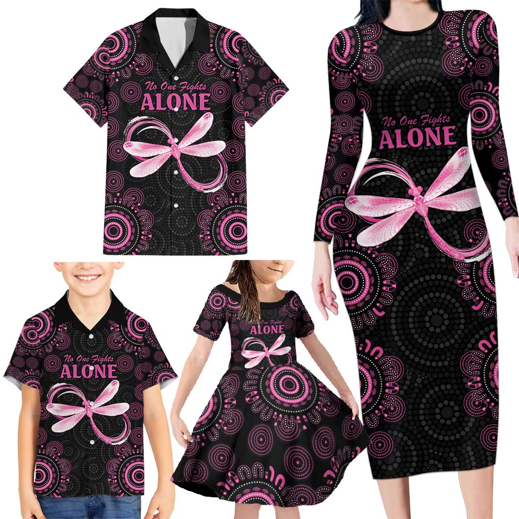 Personalized Pink Dragonfly Aboriginal of Hope Family Matching Long Sleeve Bodycon Dress and Hawaiian Shirt Australia’s Breast Cancer Awareness - Aussie Hoodie
