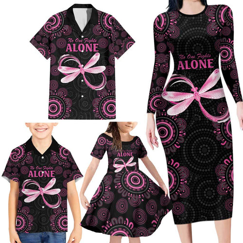 Personalized Pink Dragonfly Aboriginal of Hope Family Matching Long Sleeve Bodycon Dress and Hawaiian Shirt Australia’s Breast Cancer Awareness - Aussie Hoodie