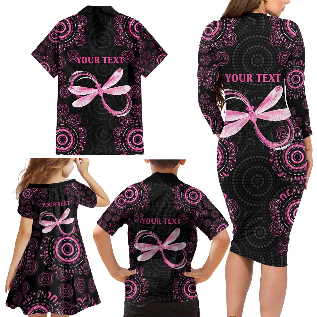 Personalized Pink Dragonfly Aboriginal of Hope Family Matching Long Sleeve Bodycon Dress and Hawaiian Shirt Australia’s Breast Cancer Awareness - Aussie Hoodie