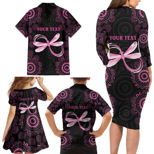 Personalized Pink Dragonfly Aboriginal of Hope Family Matching Long Sleeve Bodycon Dress and Hawaiian Shirt Australia’s Breast Cancer Awareness - Aussie Hoodie